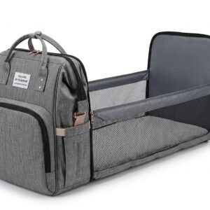 HOME 3-in-1 Expandable Diaper Bag Backpack with Foldable Changing Station & Travel Bassinet – Waterproof Multi-Function Baby Bag