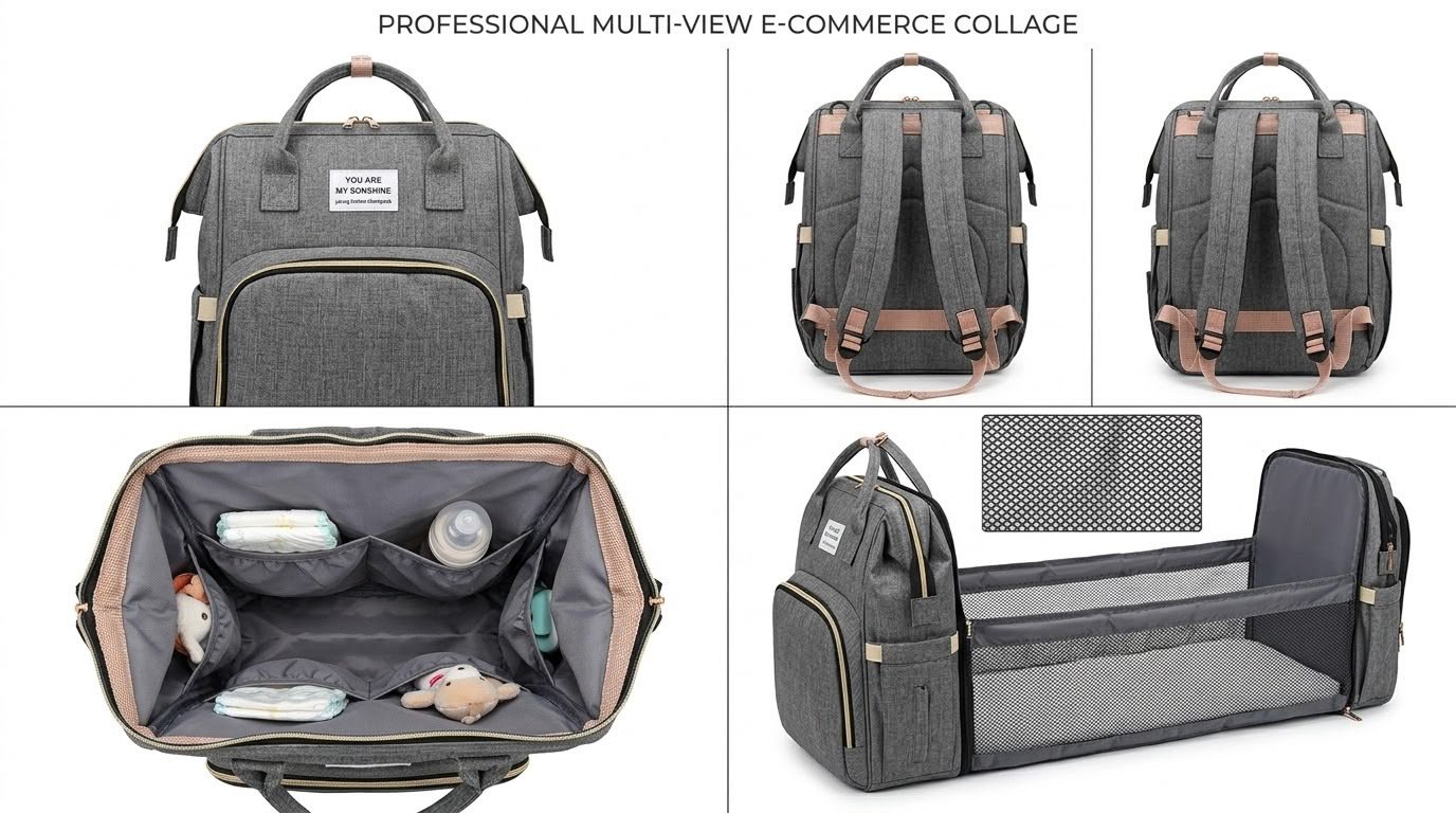 3-in-1 Expandable Diaper Bag Backpack with Foldable Changing Station & Travel Bassinet – Waterproof Multi-Function Baby Bag 3-in-1 Expandable Diaper Bag Backpack with Foldable Changing Station & Travel Bassinet – Waterproof Multi-Function Baby Bag